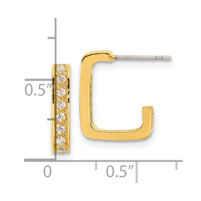 Fashion Gold Plated Kelly Waters Square Hoop Cz Earrings