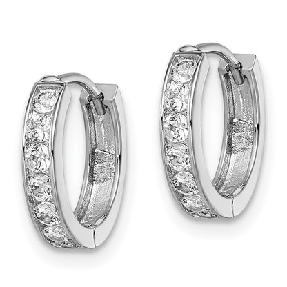 Fashion Kelly Waters Rhodium Plated Channel Set Clear Cz Huggie Earrings