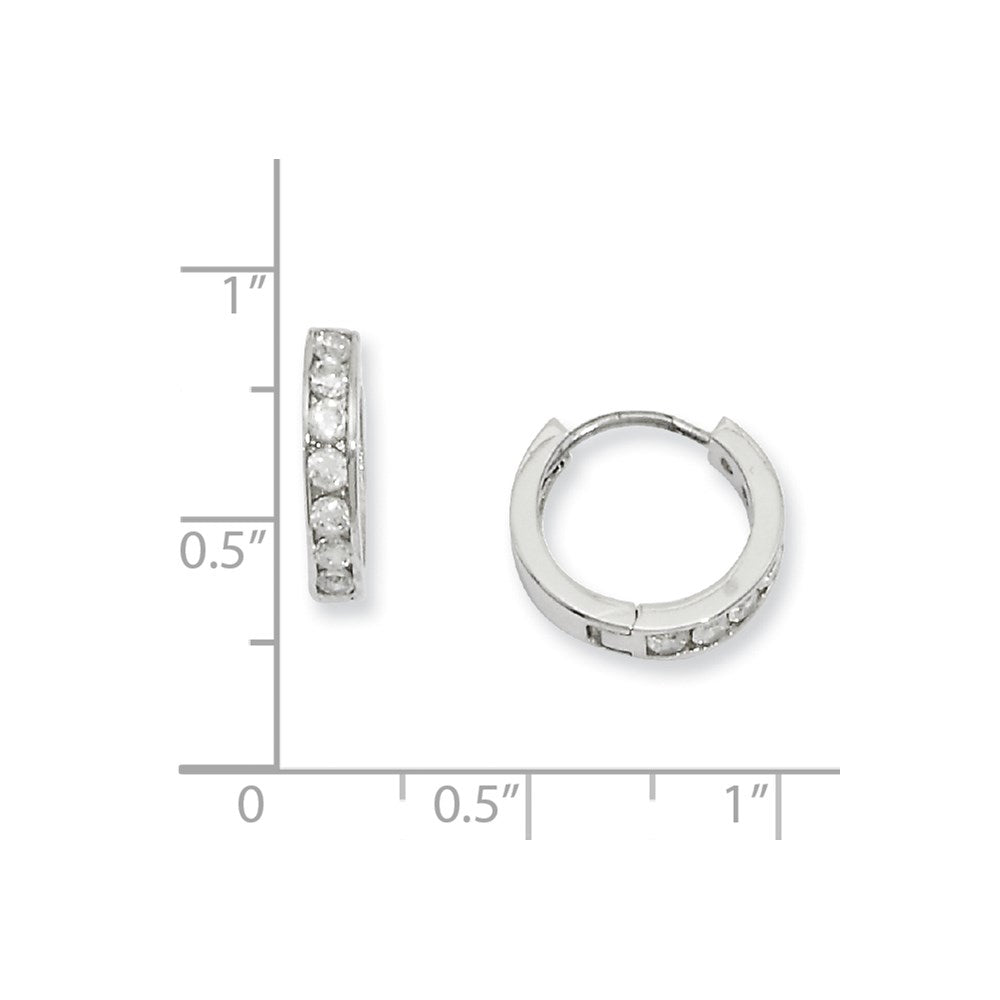 Fashion Kelly Waters Rhodium Plated Channel Set Clear Cz Huggie Earrings