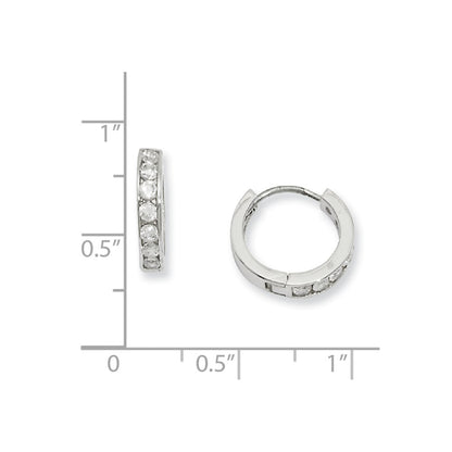 Fashion Kelly Waters Rhodium Plated Channel Set Clear Cz Huggie Earrings