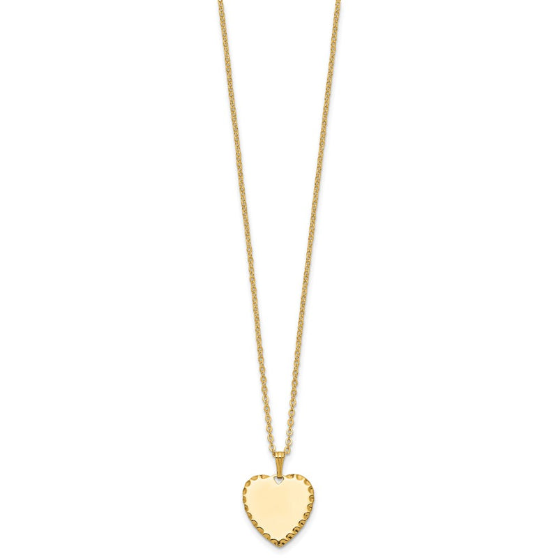 Fashion Kelly Waters Gold Plated Polished Engraveable Heart Disc 18 Inch Necklace