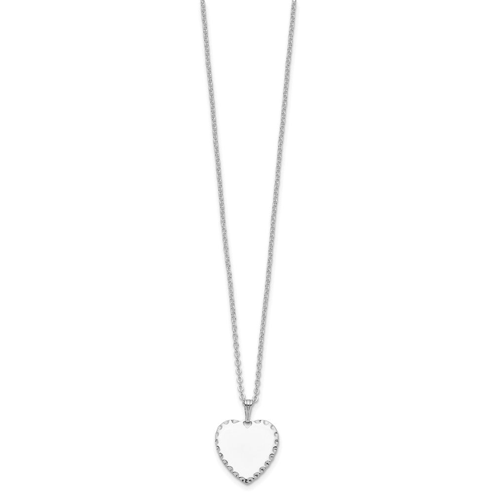 Fashion Kelly Waters Rhodium Plated Polished Engraveable Heart Disc 18 Inch Necklace