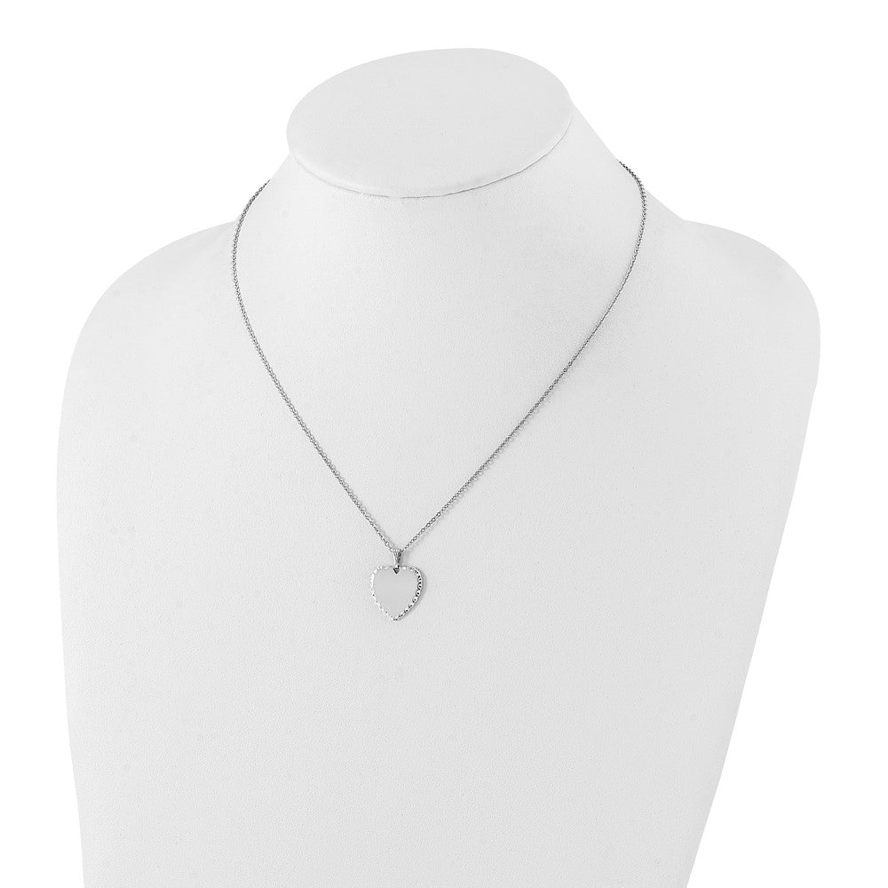 Fashion Kelly Waters Rhodium Plated Polished Engraveable Heart Disc 18 Inch Necklace