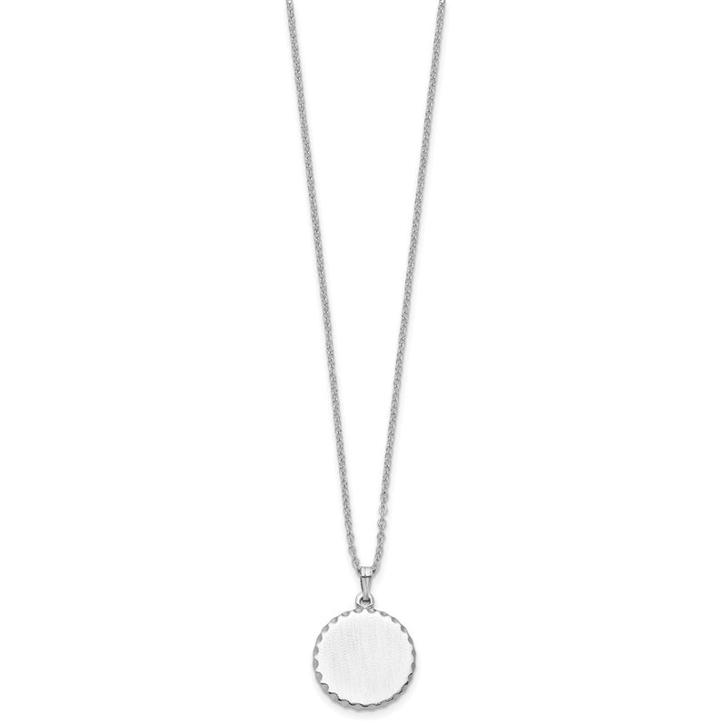 Fashion Kelly Waters Rhodium Plated Satin Round Engraveable Disc 18 Inch Necklace