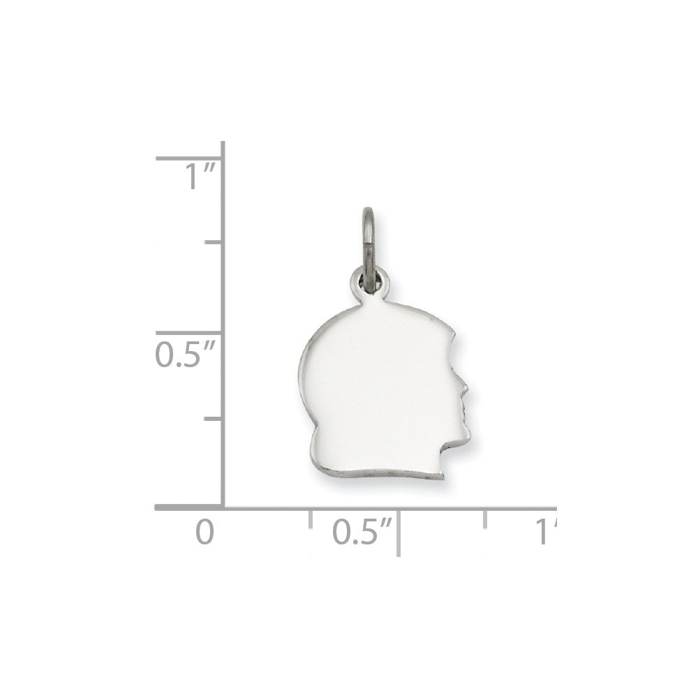 Fashion Kelly Waters Rhodium Plated Small Engraveable Girl Head Charm