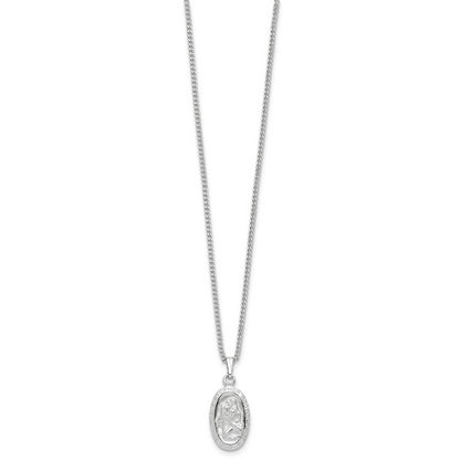 Fashion Kelly Waters Rhodium Plated Oval St. Christopher Medal 18 Inch Necklace