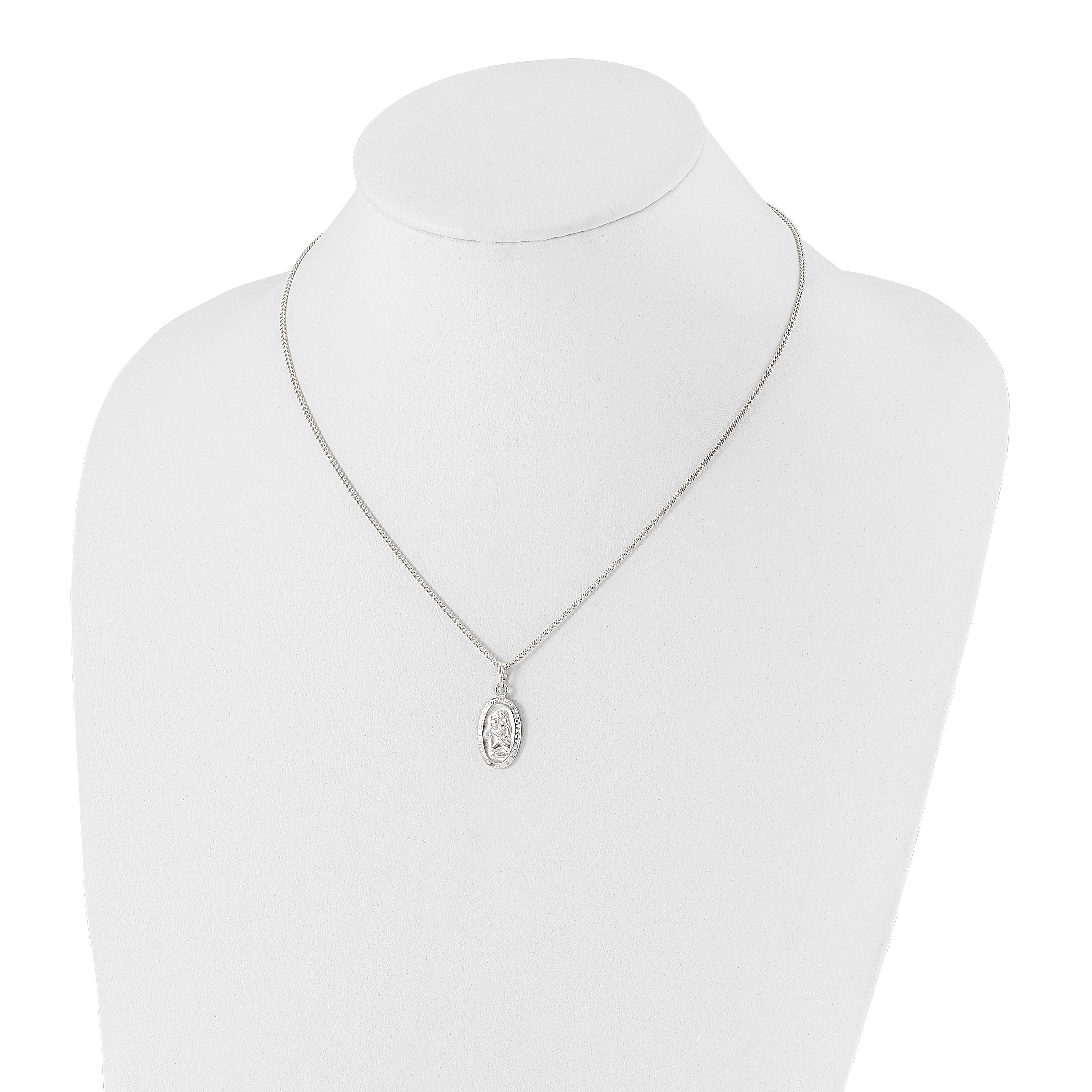 Fashion Kelly Waters Rhodium Plated Oval St. Christopher Medal 18 Inch Necklace