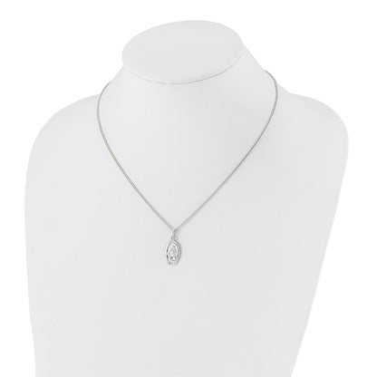 Fashion Kelly Waters Rhodium Plated Oval St. Christopher Medal 18 Inch Necklace