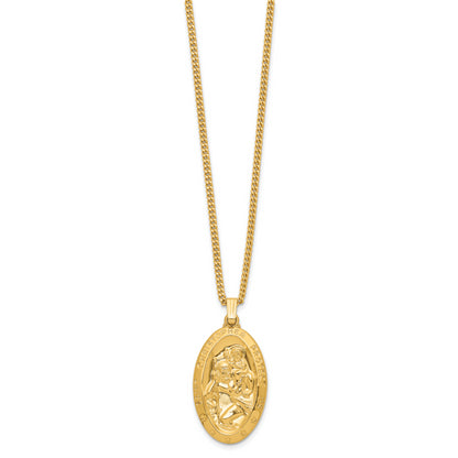 Fashion Kelly Waters Gold Plated Large Oval St. Christopher Medal 24 Inch Necklace