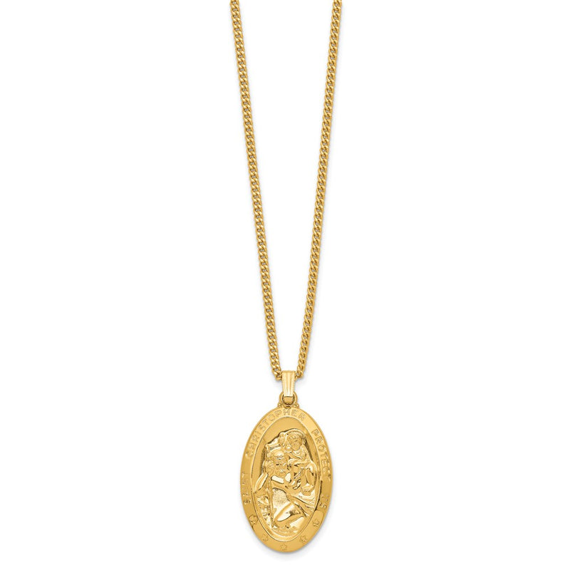 Fashion Kelly Waters Gold Plated Large Oval St. Christopher Medal 24 Inch Necklace