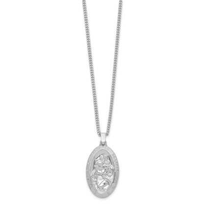 Fashion Kelly Waters Rhodium Plated Large Oval St. Christopher Medal 24In Necklace