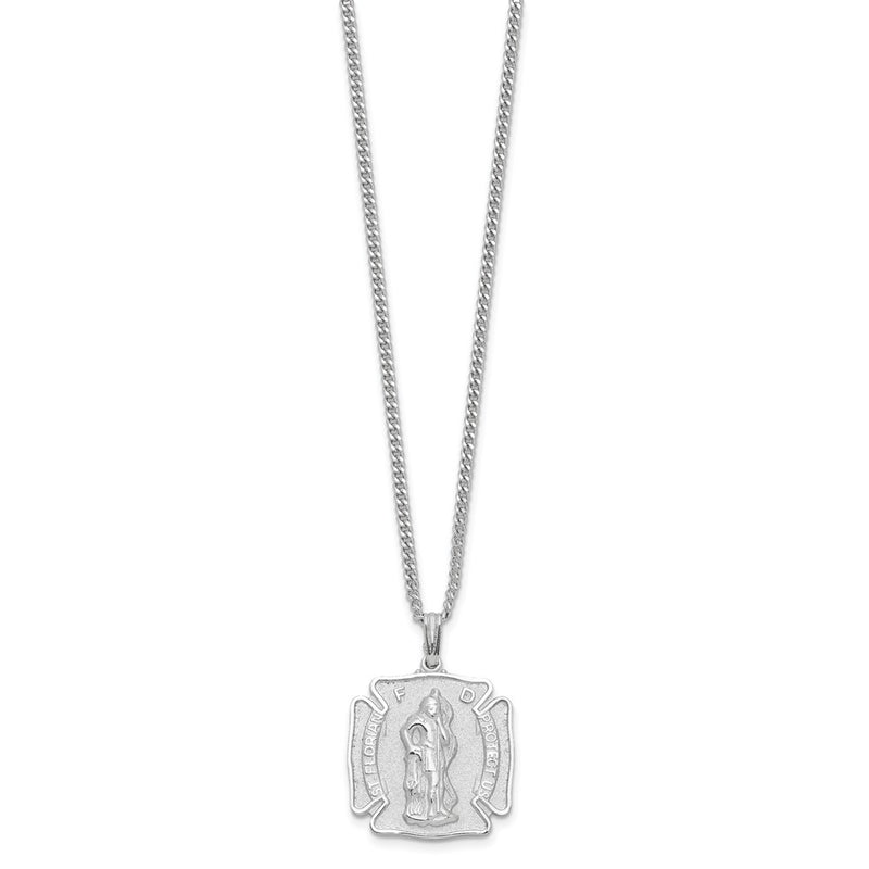 Fashion Kelly Waters Rhodium Plated St. Florian Medal 24 Inch Necklace