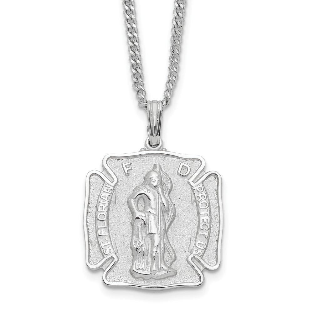 Fashion Kelly Waters Rhodium Plated St. Florian Medal 24 Inch Necklace