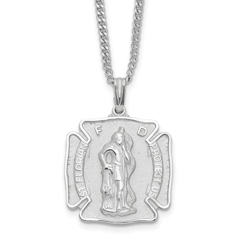 Fashion Kelly Waters Rhodium Plated St. Florian Medal 24 Inch Necklace