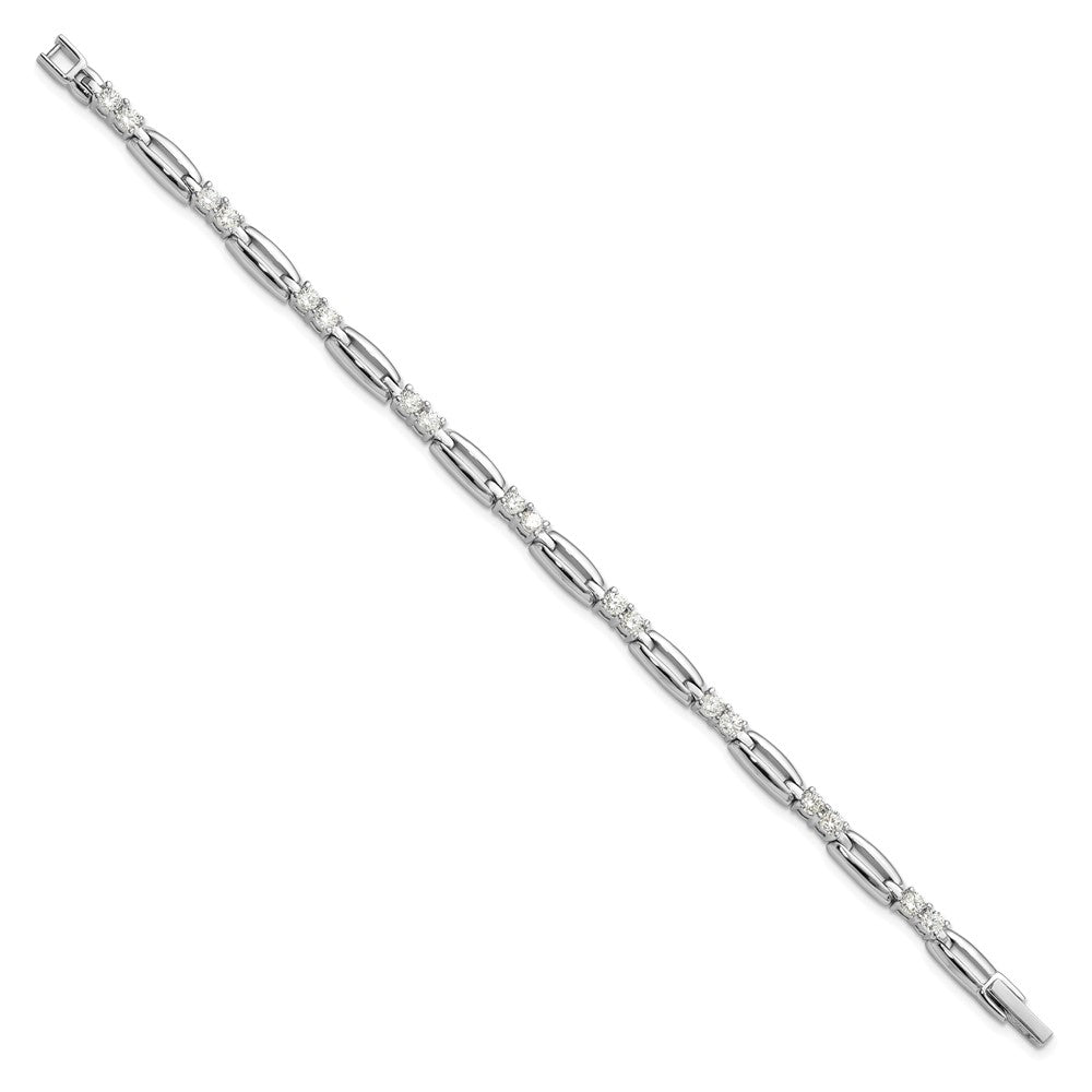 Fashion Kelly Waters Rhodium Plated Cz Link 7.25 Inch Bracelet