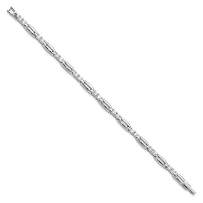 Fashion Kelly Waters Rhodium Plated Cz Link 7.25 Inch Bracelet