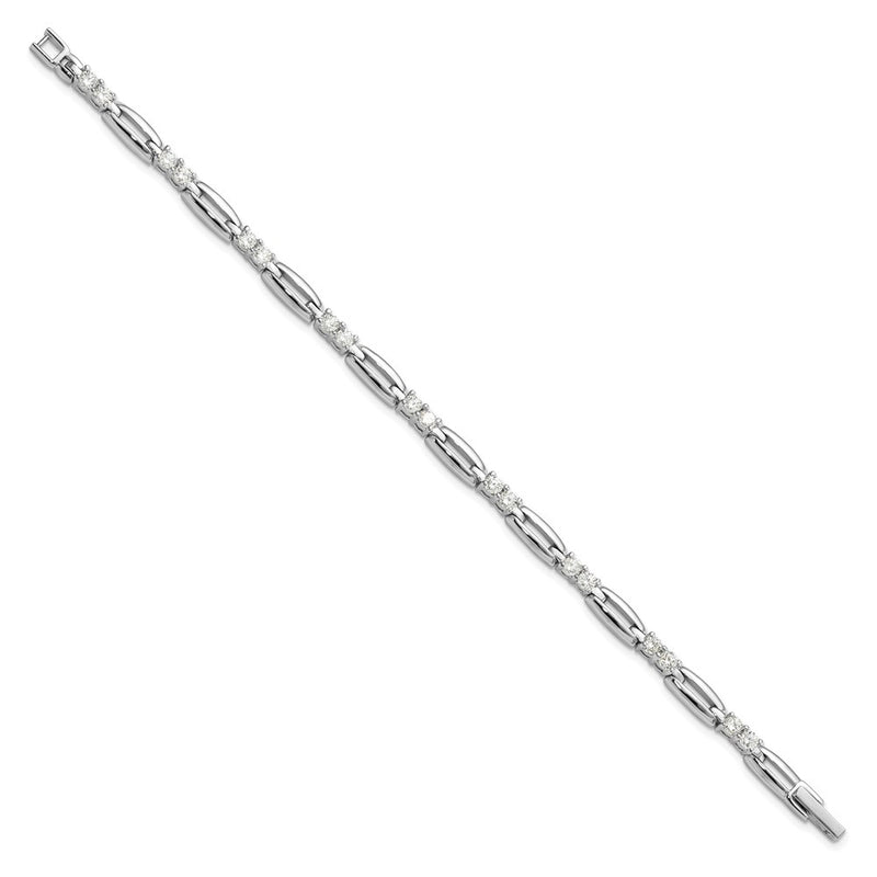Fashion Kelly Waters Rhodium Plated Cz Link 7.25 Inch Bracelet