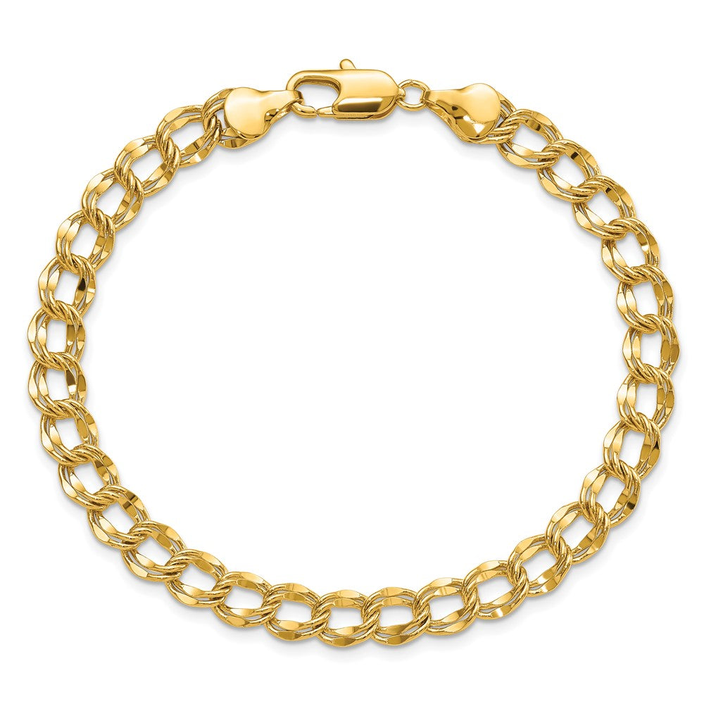 Fashion Kelly Waters Gold Plated 6.5mm Double Link Charm 8.25 Inch Bracelet