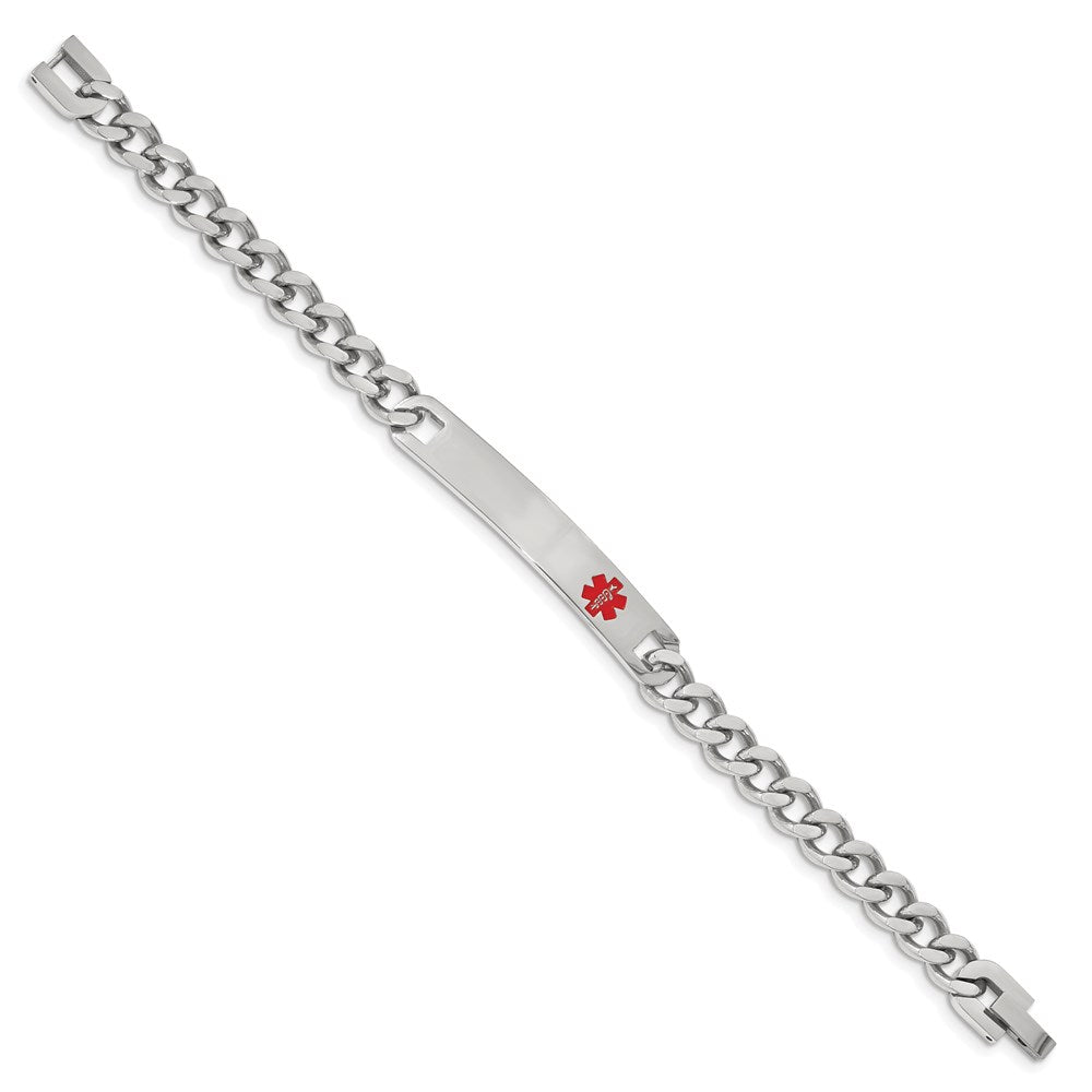 Stainless Steel Kelly Waters Red Epoxy Medical Id 7.25 Inch Engravable Bracelet