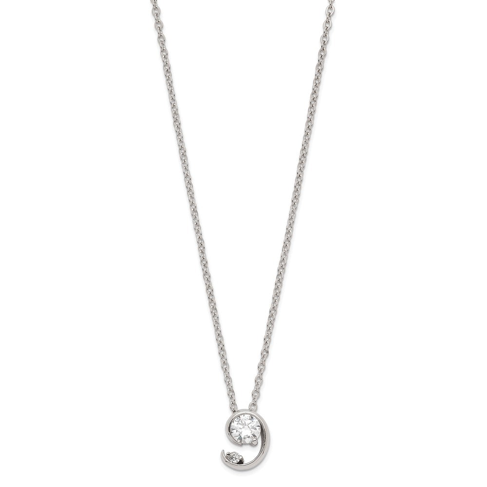 Fashion Kelly Waters Rhodium Plated Half Moon Cz Necklace