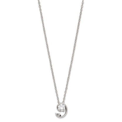 Fashion Kelly Waters Rhodium Plated Half Moon Cz Necklace