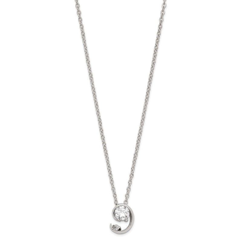 Fashion Kelly Waters Rhodium Plated Half Moon Cz Necklace