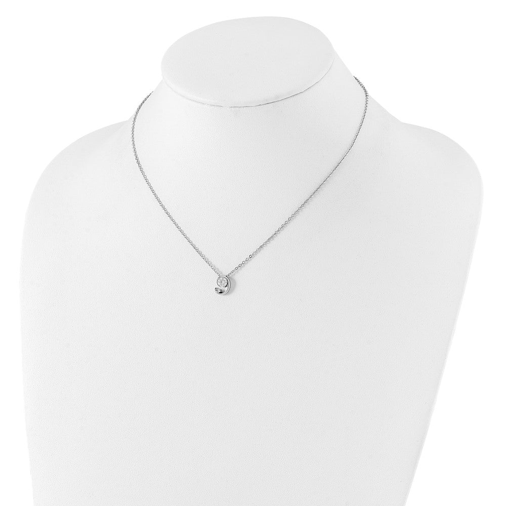 Fashion Kelly Waters Rhodium Plated Half Moon Cz Necklace