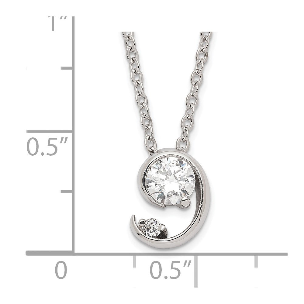Fashion Kelly Waters Rhodium Plated Half Moon Cz Necklace