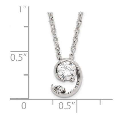 Fashion Kelly Waters Rhodium Plated Half Moon Cz Necklace