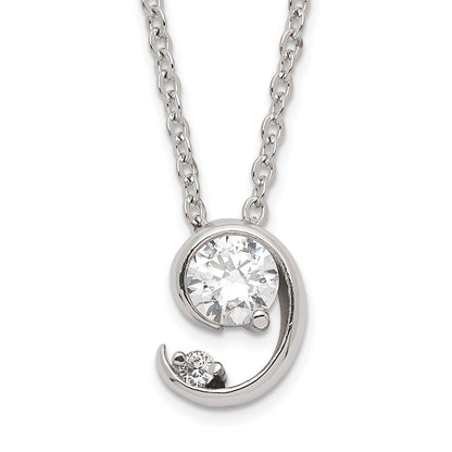 Fashion Kelly Waters Rhodium Plated Half Moon Cz Necklace