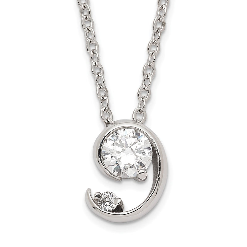 Fashion Kelly Waters Rhodium Plated Half Moon Cz Necklace