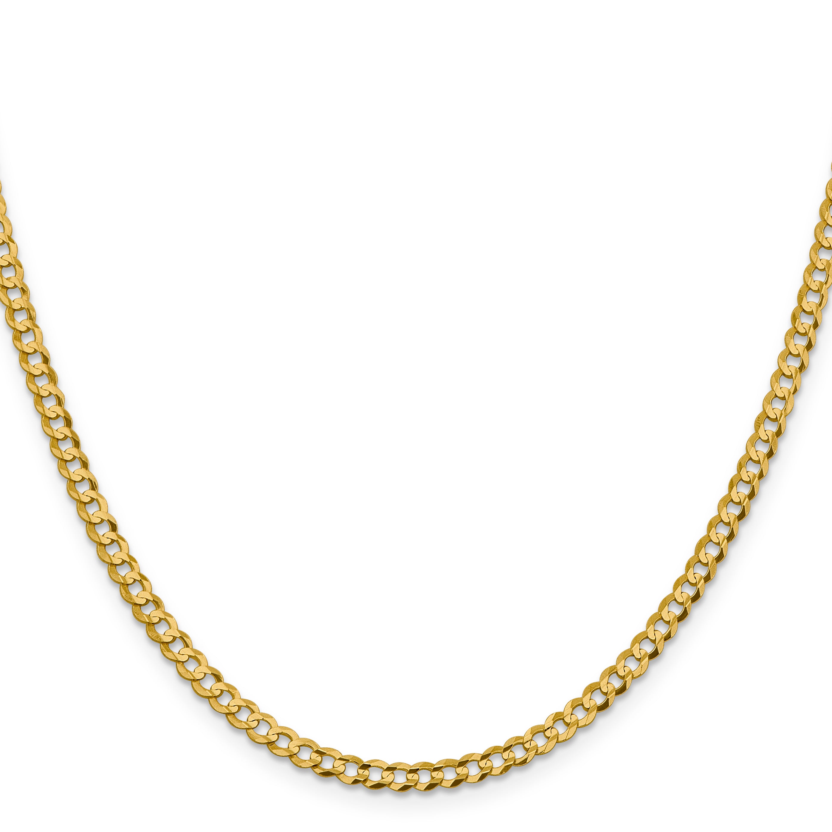14K Yellow Gold 26 Inch 3.7mm Lightweight Flat Cuban With Lobster Clasp Chain