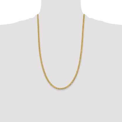 14K Yellow Gold 26 Inch 3.7mm Lightweight Flat Cuban With Lobster Clasp Chain