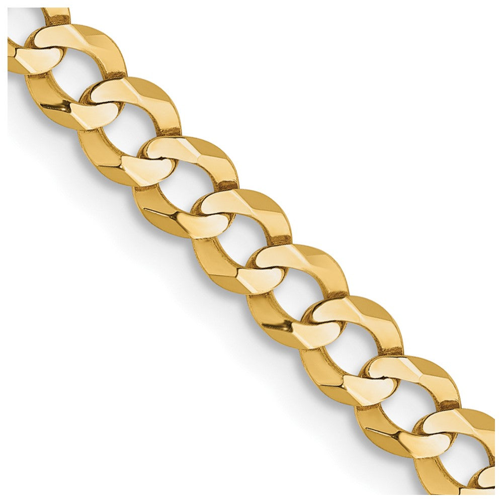 14K Yellow Gold 3.7mm Lightweight Flat Cuban With Lobster Clasp Chain Necklace