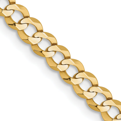 14K Yellow Gold 26 Inch 3.7mm Lightweight Flat Cuban With Lobster Clasp Chain