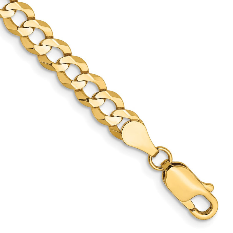 14K Yellow Gold 4.7mm Lightweight Flat Cuban Chain Anklet