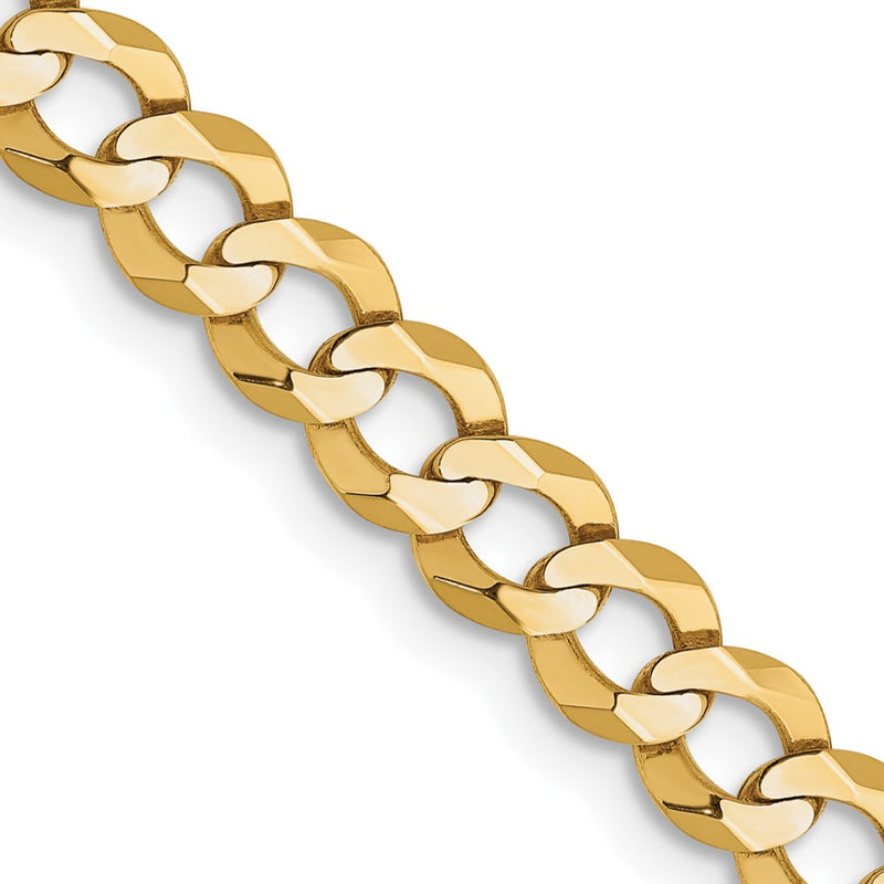 14K Yellow Gold 4.7mm Lightweight Flat Cuban With Lobster Clasp Chain Necklace