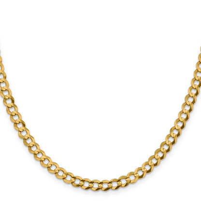 14K Yellow Gold 24 Inch 5.9mm Lightweight Flat Cuban With Lobster Clasp Chain