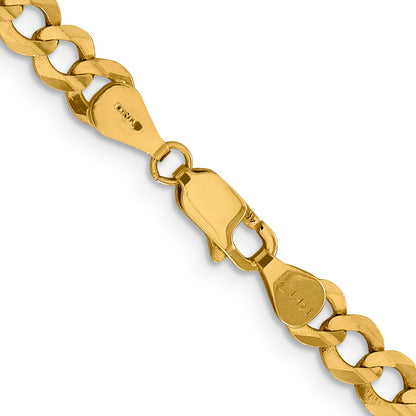 14K Yellow Gold 24 Inch 5.9mm Lightweight Flat Cuban With Lobster Clasp Chain