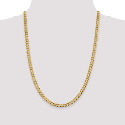 14K Yellow Gold 24 Inch 5.9mm Lightweight Flat Cuban With Lobster Clasp Chain