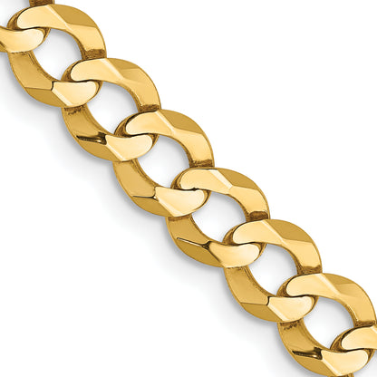 14K Yellow Gold 24 Inch 5.9mm Lightweight Flat Cuban With Lobster Clasp Chain