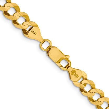 14K Yellow Gold 7.2mm Lightweight Flat Cuban With Lobster Clasp Chain Necklace