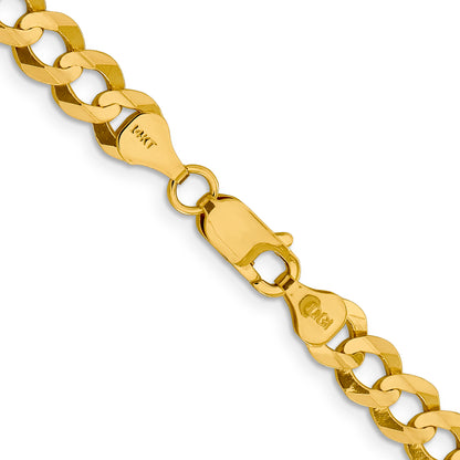 14K Yellow Gold 26 Inch 7.2mm Lightweight Flat Cuban With Lobster Clasp Chain