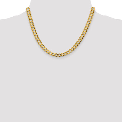14K Yellow Gold 18 Inch 7.2mm Lightweight Flat Cuban With Lobster Clasp Chain