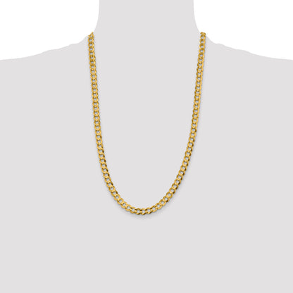 14K Yellow Gold 26 Inch 7.2mm Lightweight Flat Cuban With Lobster Clasp Chain