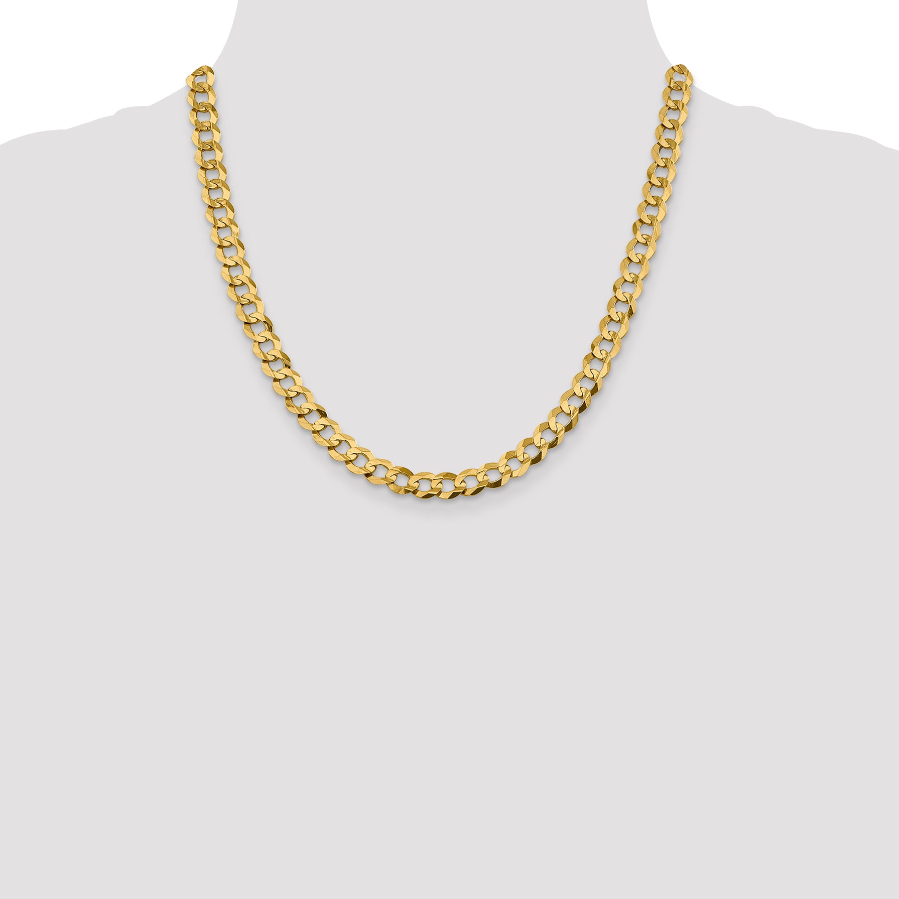 14K Yellow Gold 20 Inch 8.3mm Lightweight Flat Cuban With Lobster Clasp Chain