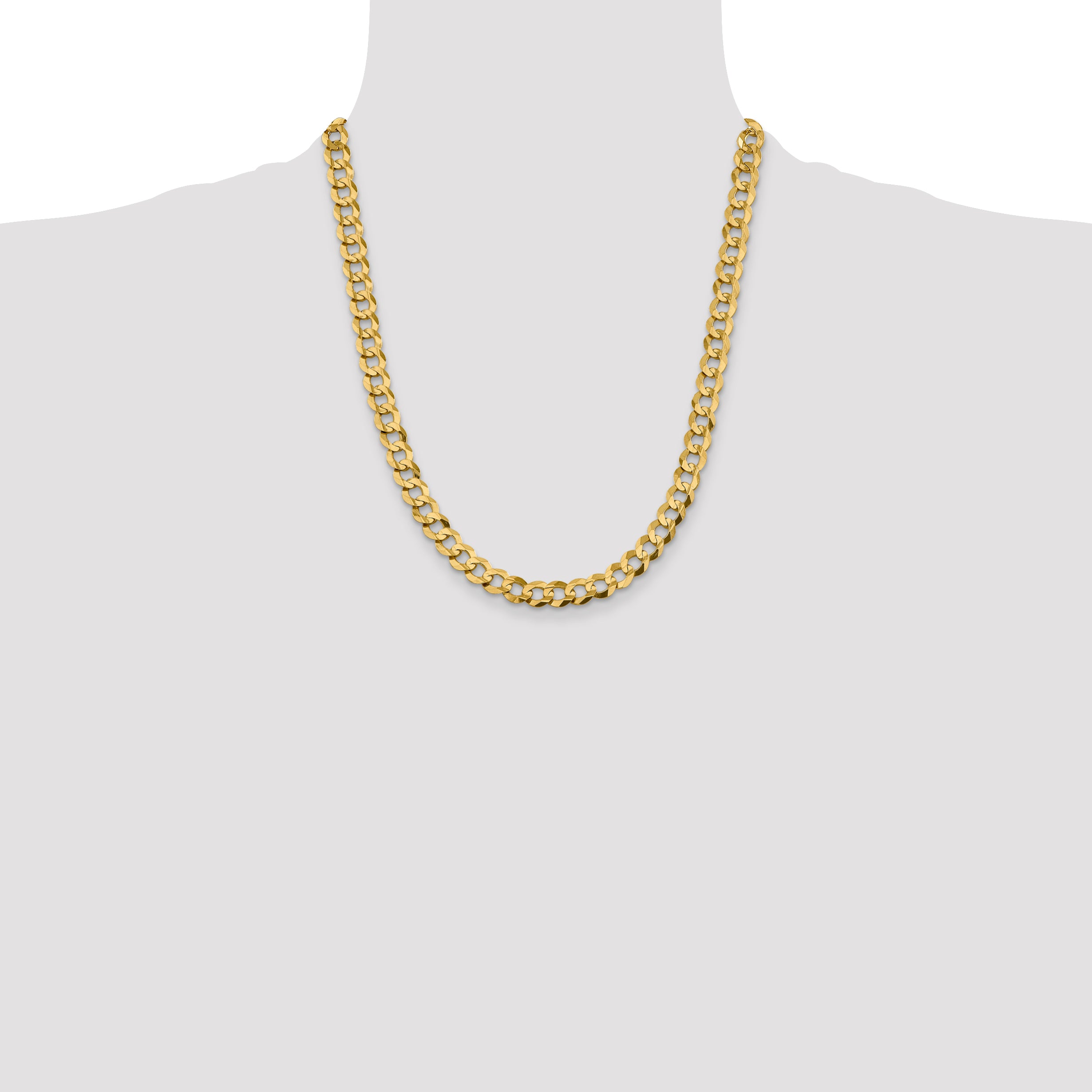 14K Yellow Gold 22 Inch 8.3mm Lightweight Flat Cuban With Lobster Clasp Chain