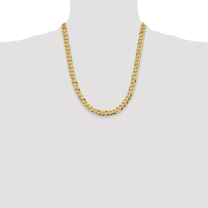 14K Yellow Gold 22 Inch 8.3mm Lightweight Flat Cuban With Lobster Clasp Chain