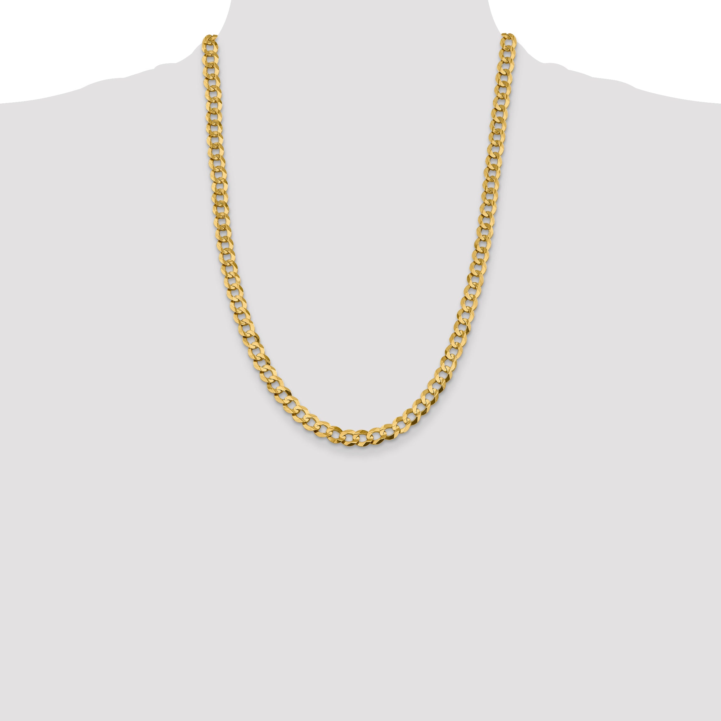 14K Yellow Gold 24 Inch 8.3mm Lightweight Flat Cuban With Lobster Clasp Chain