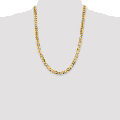 14K Yellow Gold 24 Inch 8.3mm Lightweight Flat Cuban With Lobster Clasp Chain